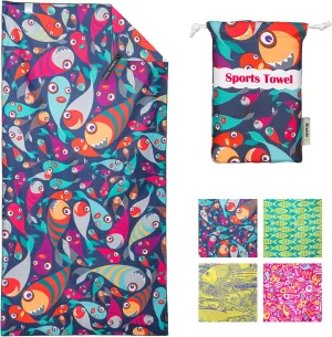 4Monster Microfiber Beach Towel Quick Dry,Super Absorbent Lightweight Travel Towel for Swimmers, Sand Free Camping Towel, Beach Towels for Pool, Swim, Water Sports,Yoga,Gym,Backpacking