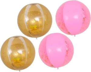 4pcs Inflatable Summer Pool Balls Play Toy Bright for Boys and Girls' Birthday Party Decorations