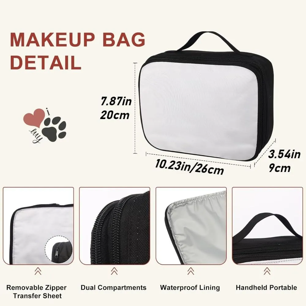 4pcs Sublimation Blanks Makeup Bag,Sublimation Blanks Cosmetic Bag Makeup Bag Bulk Travel Toiletry Bag With Zipper Pouch Insulated Lunch Bag Heat Transfer Removable Sublimation Bags for DIY Craft