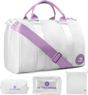 4Pcs/Set Swim Gym Bag Women Waterproof Small Sports Duffel Bag 1000D Nylon Heavy Duty Travel Workout Weekender Bag with 3 Accessory Bags of Wet & Dry Separation Upgrades 2.0 Violet