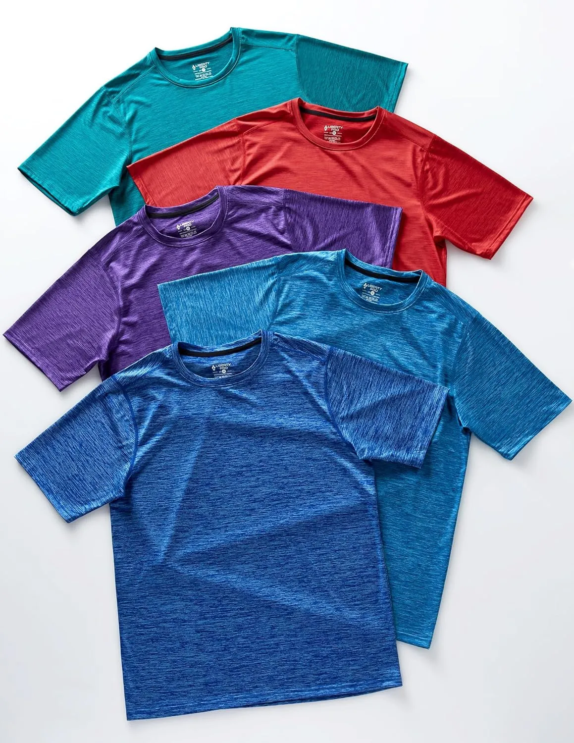 5 Pack Men’s Active Quick Dry Crew Neck T Shirts | Athletic Running Gym Workout Short Sleeve Tee Tops Bulk