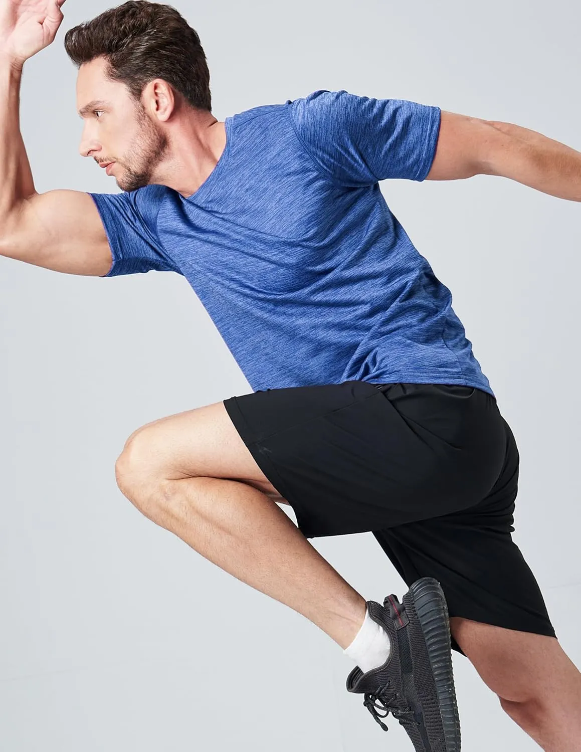 5 Pack Men’s Active Quick Dry Crew Neck T Shirts | Athletic Running Gym Workout Short Sleeve Tee Tops Bulk