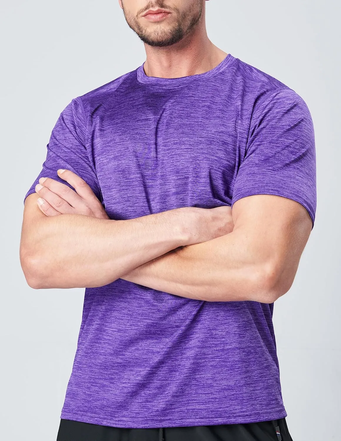 5 Pack Men’s Active Quick Dry Crew Neck T Shirts | Athletic Running Gym Workout Short Sleeve Tee Tops Bulk