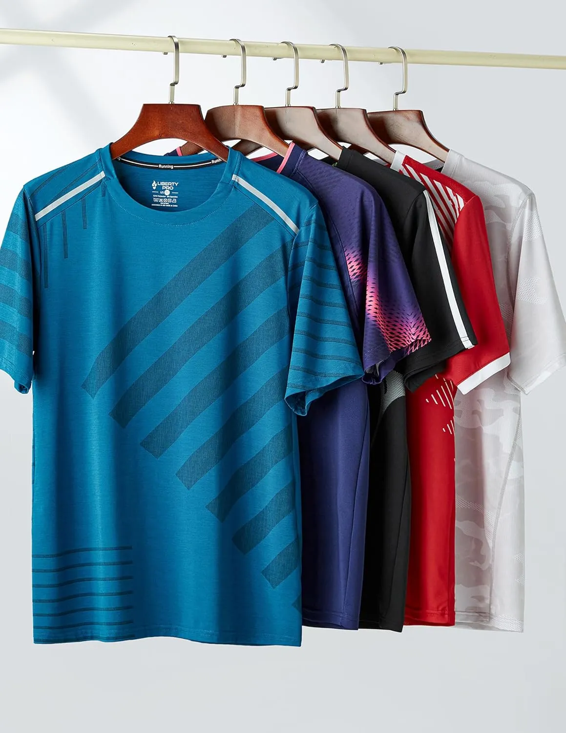 5 Pack Men’s Active Quick Dry Crew Neck T Shirts | Athletic Running Gym Workout Short Sleeve Tee Tops Bulk