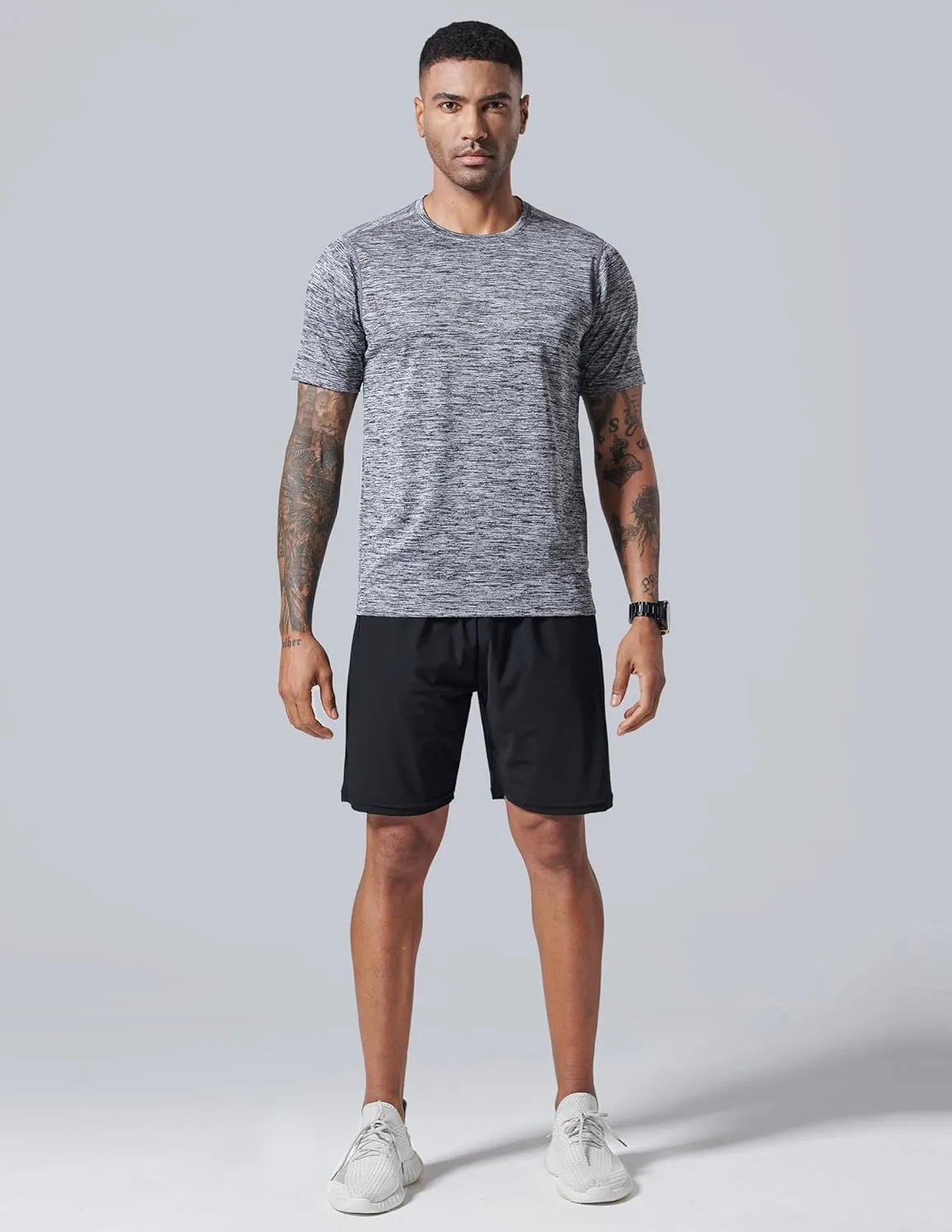 5 Pack Men’s Active Quick Dry Crew Neck T Shirts | Athletic Running Gym Workout Short Sleeve Tee Tops Bulk