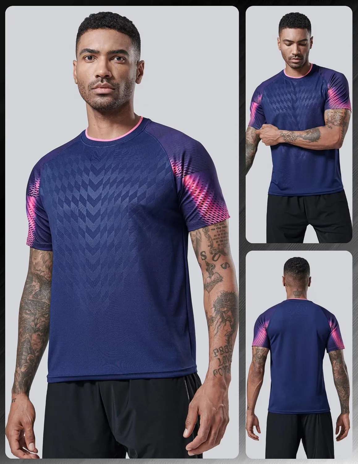 5 Pack Men’s Active Quick Dry Crew Neck T Shirts | Athletic Running Gym Workout Short Sleeve Tee Tops Bulk