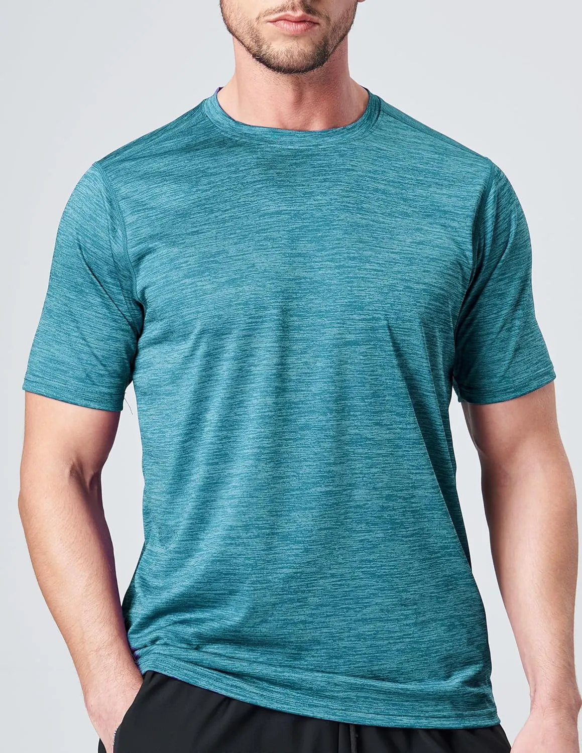 5 Pack Men’s Active Quick Dry Crew Neck T Shirts | Athletic Running Gym Workout Short Sleeve Tee Tops Bulk