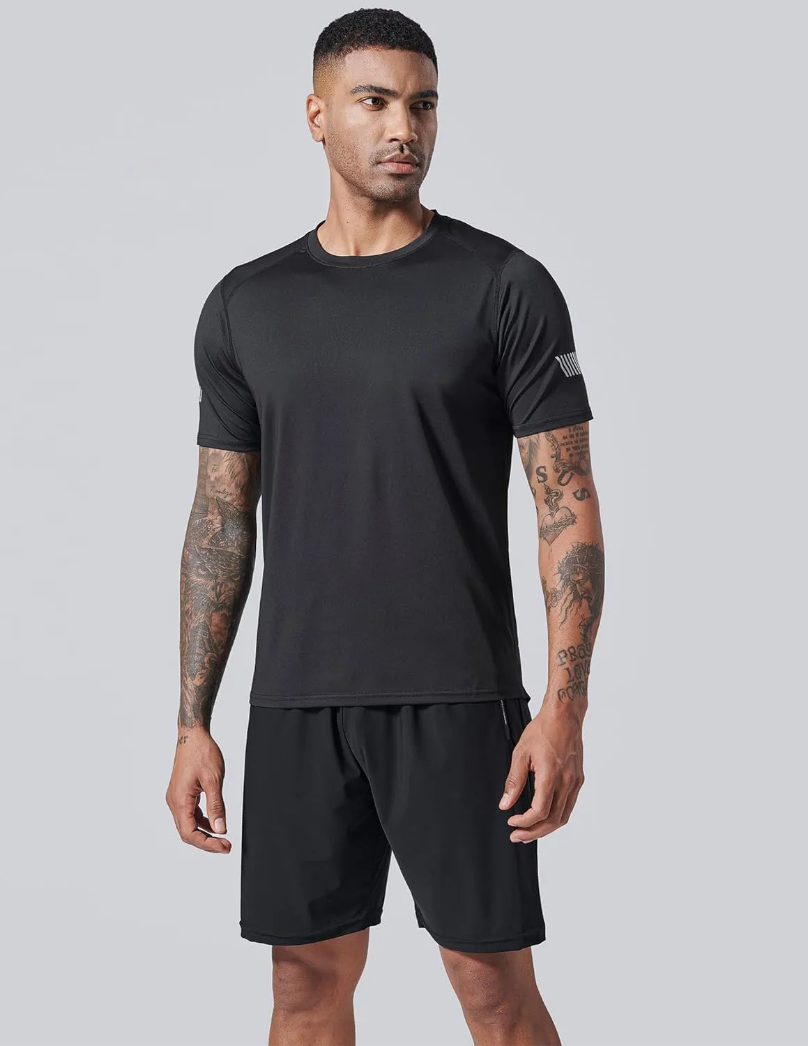 5 Pack Men’s Active Quick Dry Crew Neck T Shirts | Athletic Running Gym Workout Short Sleeve Tee Tops Bulk