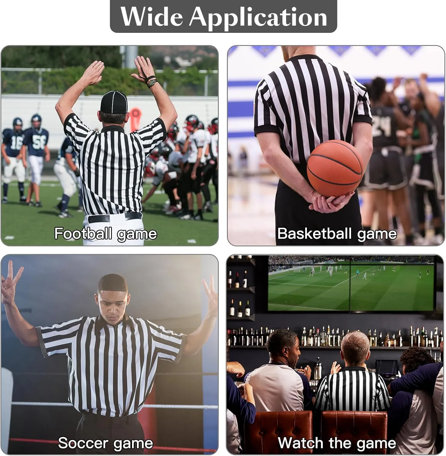 5 Pcs Referee Costume Kit, Referee Costume for Boys Kids Men, Sports Costume Shirt Uniform Umpire Whistle Yellow Penalty Flag Referee Card for Basketball Football Soccer Referee Accessories