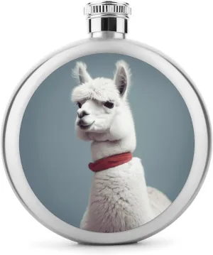 5oz Stainless Steel Flask Alpaca Printed with UV Printing - Portable Liquor Flask for Whiskey, Vodka - Men & Women Gift for Travel, Father’s Day, Weddings