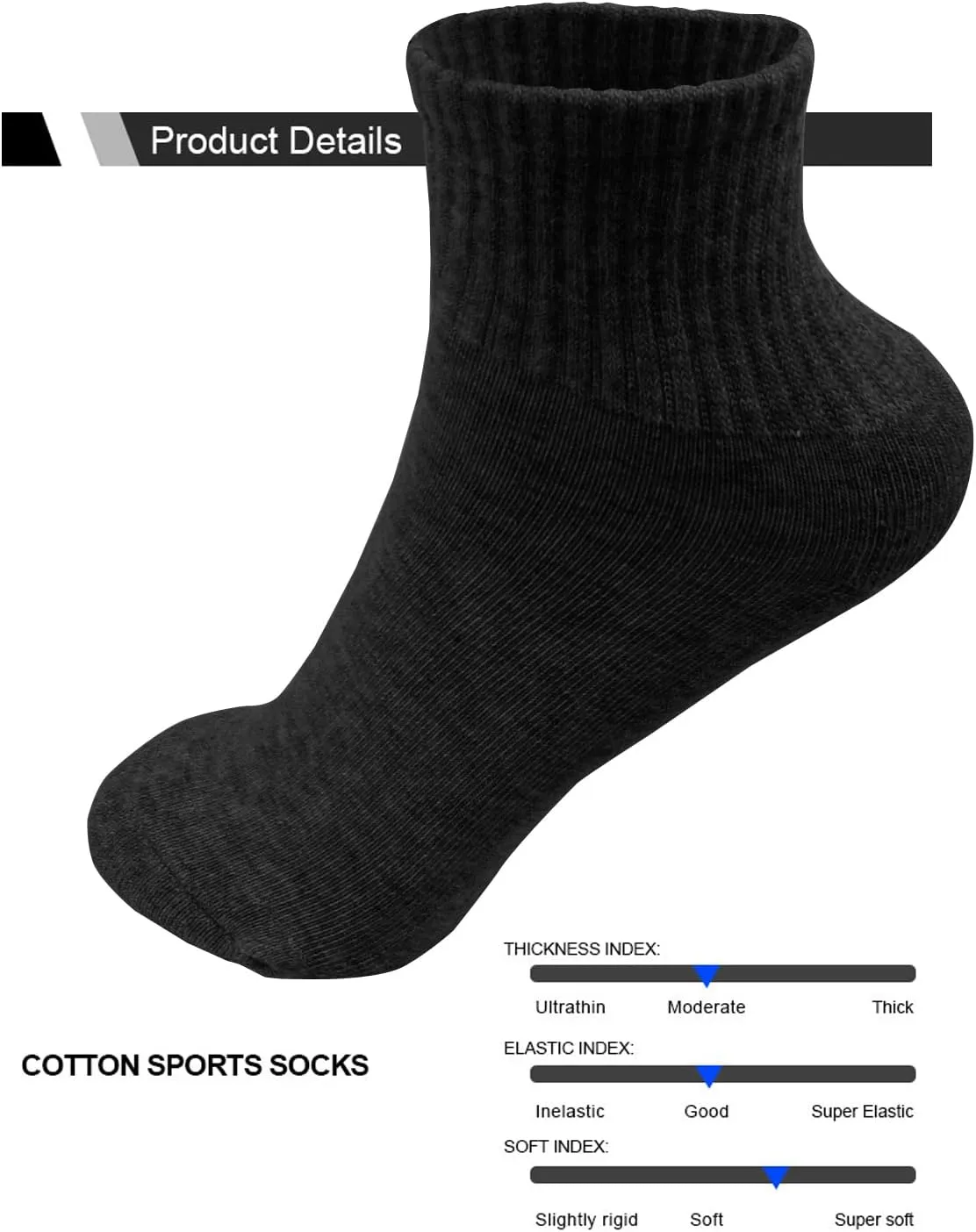 6 Pack-Men's Athletic Quarter Ankle Low Cut Cotton Socks Cushioned Sports Running