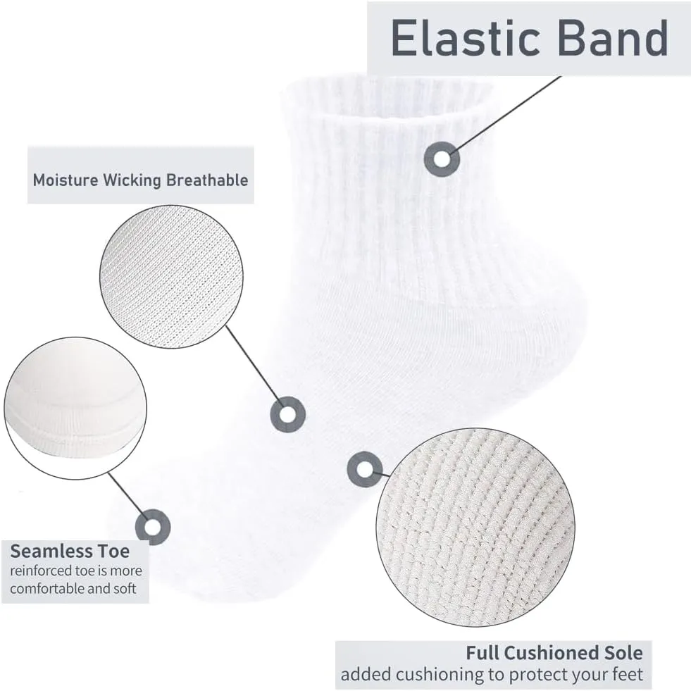 6 Pack-Men's Athletic Quarter Ankle Low Cut Cotton Socks Cushioned Sports Running