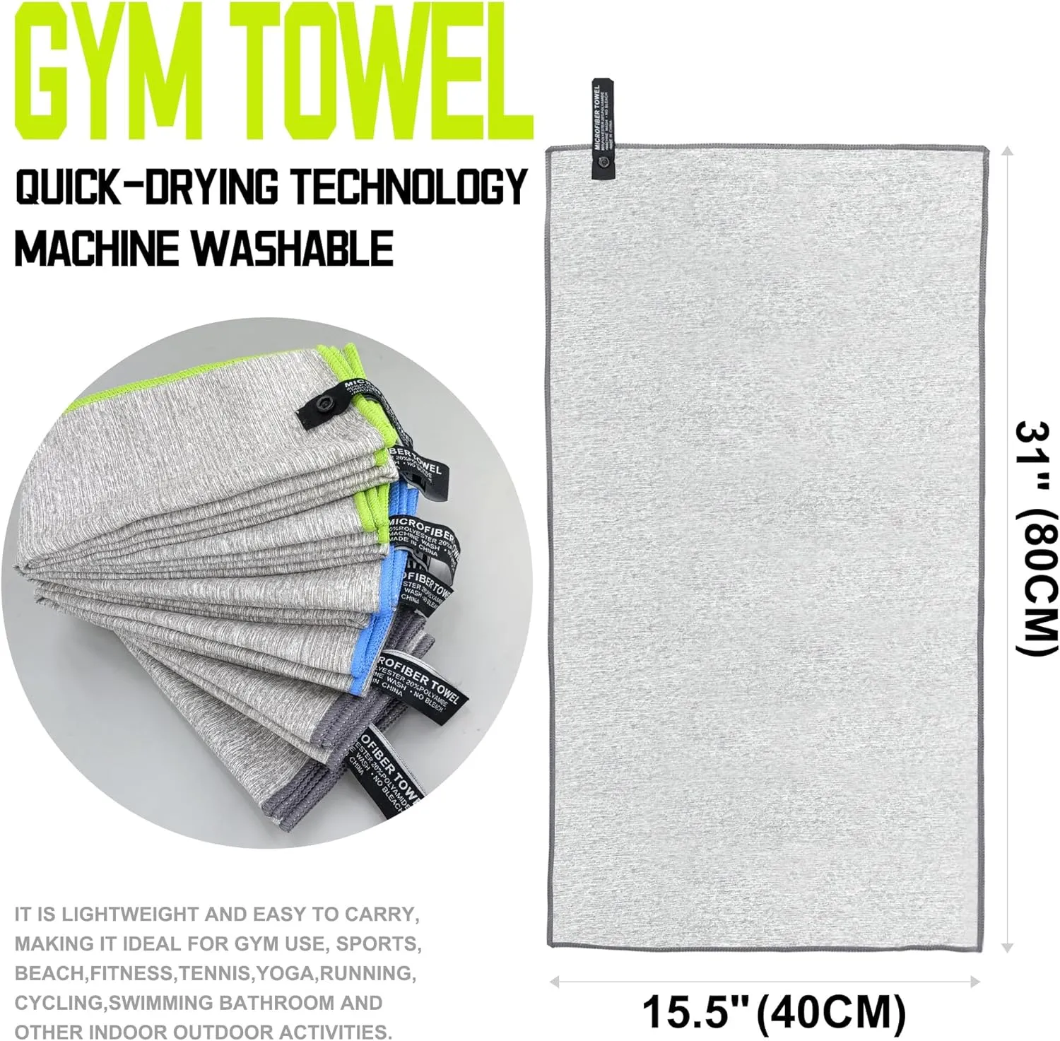 6 Pack Microfiber Gym Towels for Working Out，Fast Drying Workout Accessories Sweat for Gym Gear for Men & Women,Sports Exercise Fitness Gear Tennis Towels for Body Hot Yoga