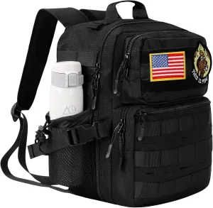 9L Mini Tactical Backpack Small Military Gym Bag for Men Women Molle Daypack Camping Backpack with Patch(Black)