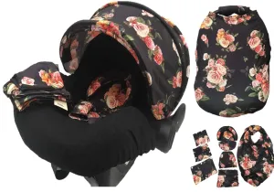 9pc Baby Boy Baby Girl Ultimate Set of Infant Car Seat Cover Canopy Headrest Blanket Hat Nursing Scarf, 30JY02