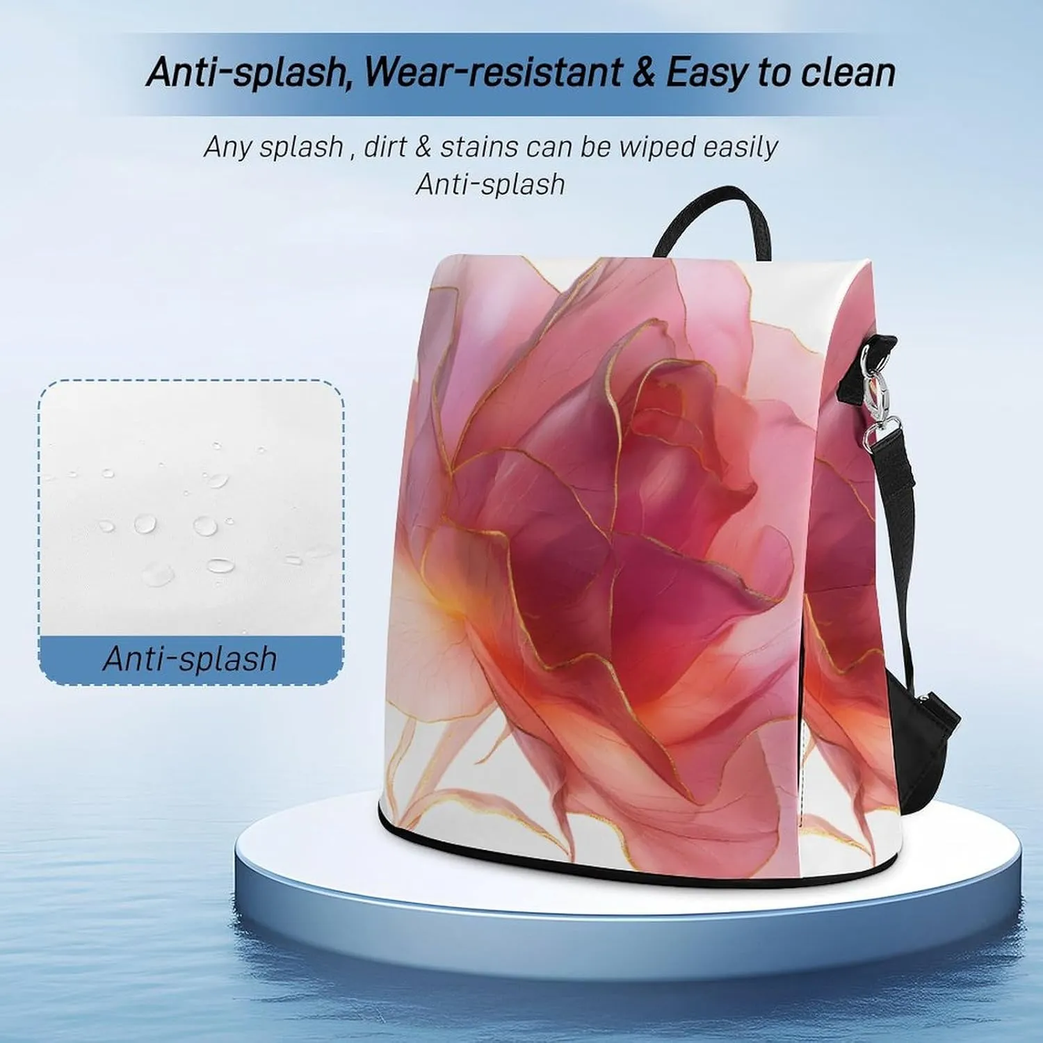 Abstract Pink Rose Backpack Purse for Women Anti Theft Fashion Backpack Waterproof Shoulder Ladies Bag