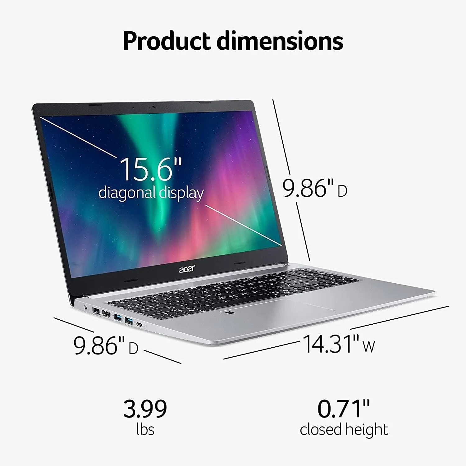acer Aspire 5 A515-2022 New Laptop - 15.6" FHD IPS - 4-Core AMD Ryzen 7 3700U - 8GB DDR4 256GB SSD - AMD Radeon Graphics - Wi-Fi 6 - Backlit Keyboard - Fingerprint - Win10 Home - CCG 32GB USB