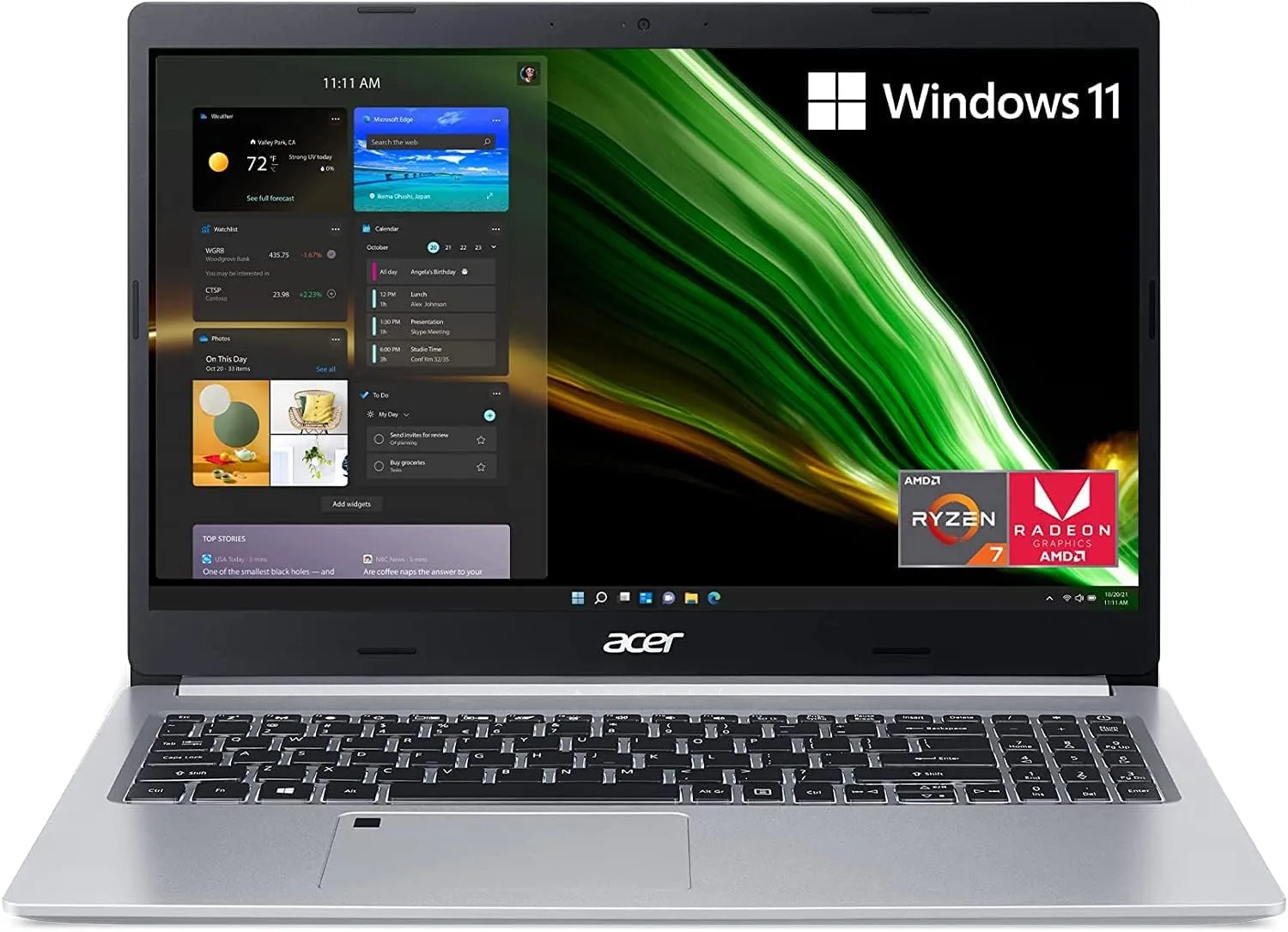 acer Aspire 5 A515-2022 New Laptop - 15.6" FHD IPS - 4-Core AMD Ryzen 7 3700U - 8GB DDR4 256GB SSD - AMD Radeon Graphics - Wi-Fi 6 - Backlit Keyboard - Fingerprint - Win10 Home - CCG 32GB USB