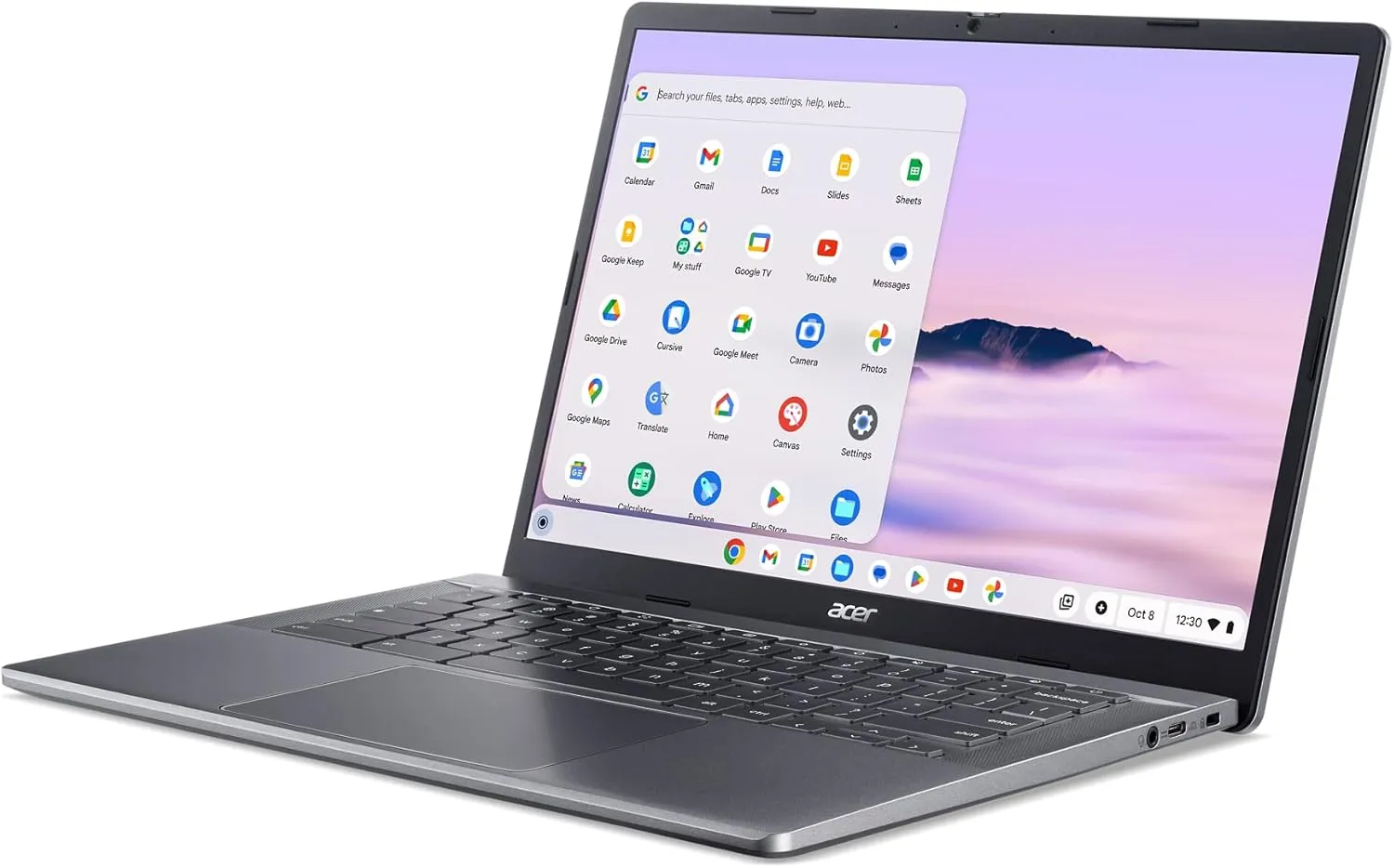 Acer Chromebook Plus 514 Laptop with Google AI – 14" WUXGA 1920 x 1200 IPS Display | AMD Ryzen 3 7320C | 8GB LPDDR5X | 128GB SSD | Wi-Fi 6E | FHD Camera | Chrome OS | Steel Gray | CB514-3H-R6G5