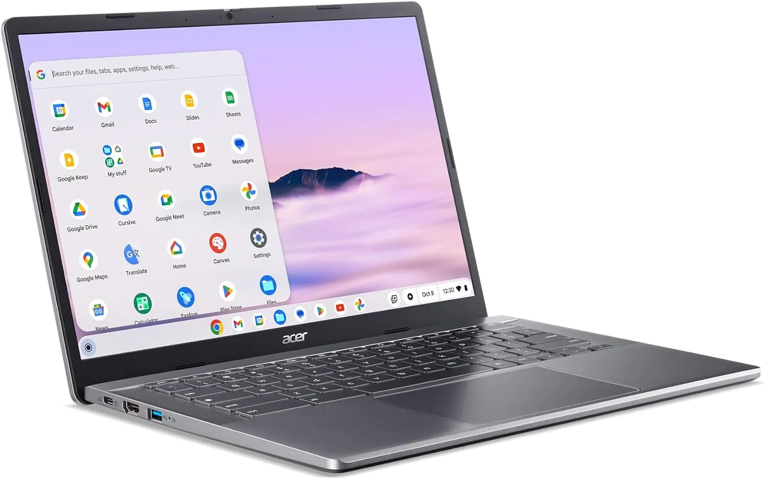 Acer Chromebook Plus 514 Laptop with Google AI – 14" WUXGA 1920 x 1200 IPS Display | AMD Ryzen 3 7320C | 8GB LPDDR5X | 128GB SSD | Wi-Fi 6E | FHD Camera | Chrome OS | Steel Gray | CB514-3H-R6G5