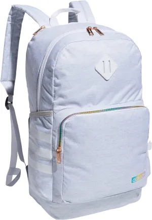 adidas Classic 3-Stripe Durable Backpack Student Athletic Sport Laptop Book Bag, Jersey White/White Rainbow/4.0, One Size