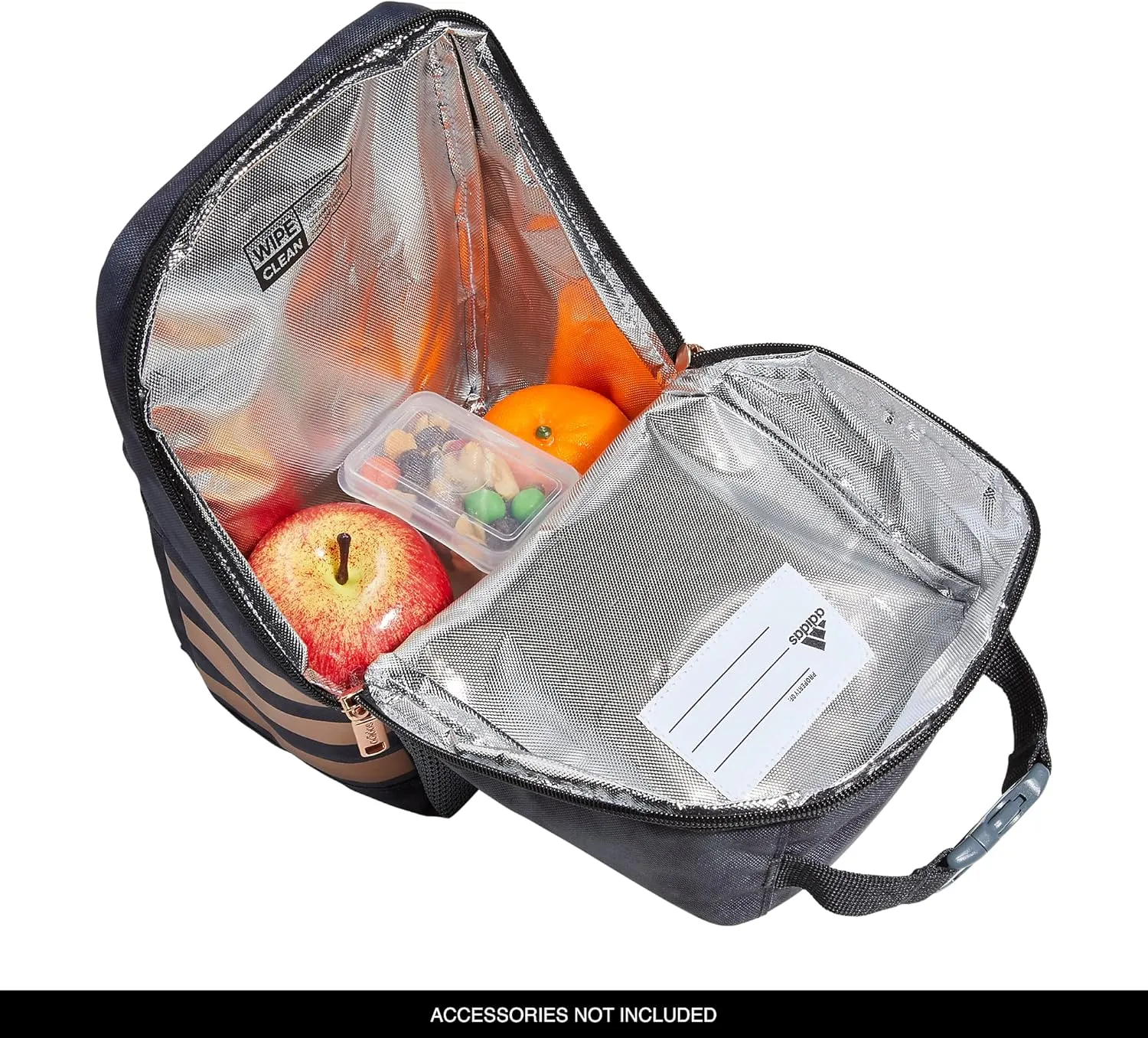 adidas Santiago Lunch Bag Cooler for Women and Men, Insulated Food Container Box with Mesh Pocket, Stone Wash Carbon/Rose Gold/2.0, One Size