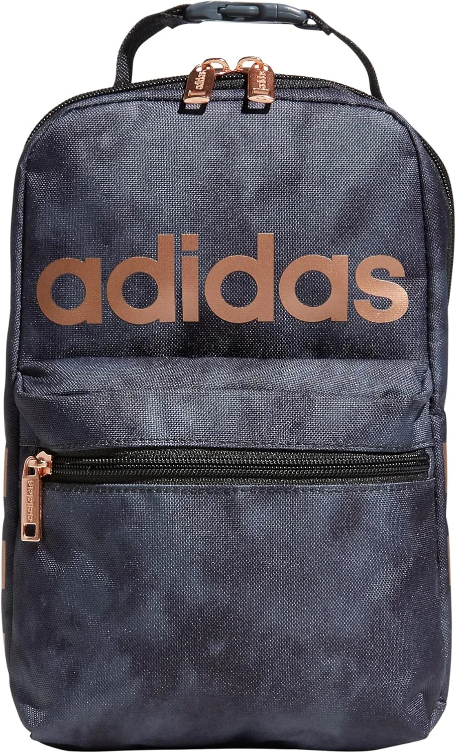 adidas Santiago Lunch Bag Cooler for Women and Men, Insulated Food Container Box with Mesh Pocket, Stone Wash Carbon/Rose Gold/2.0, One Size