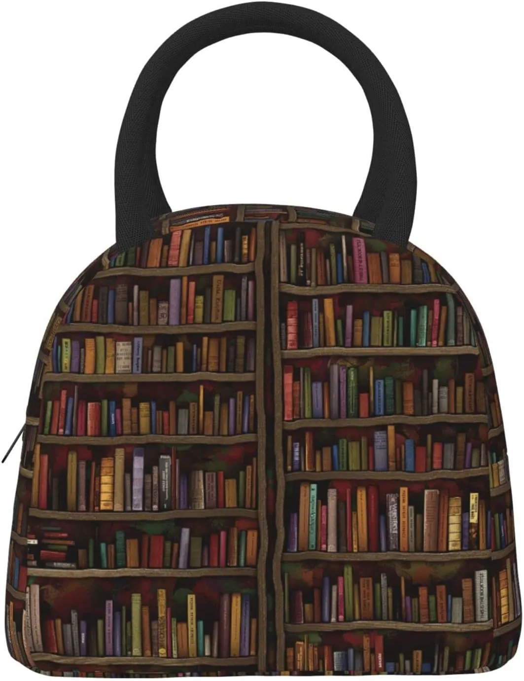 Aeoiba Vintage Library Bookshelf Bookcase Insulated Lunch Box Tote Bag Handbag lunchbox Food Container Gourmet Tote Cooler warm Pouch For School work Office