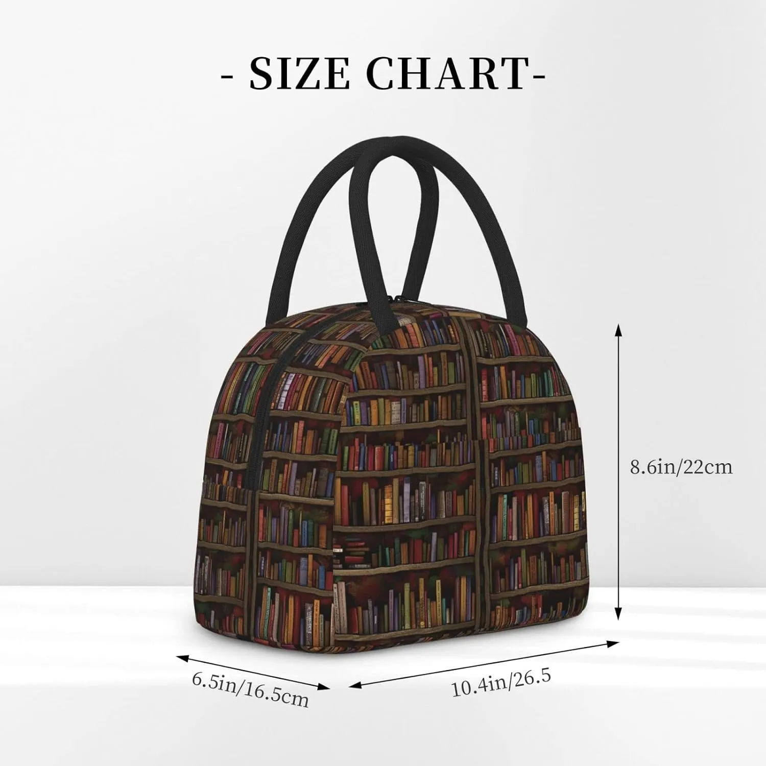 Aeoiba Vintage Library Bookshelf Bookcase Insulated Lunch Box Tote Bag Handbag lunchbox Food Container Gourmet Tote Cooler warm Pouch For School work Office