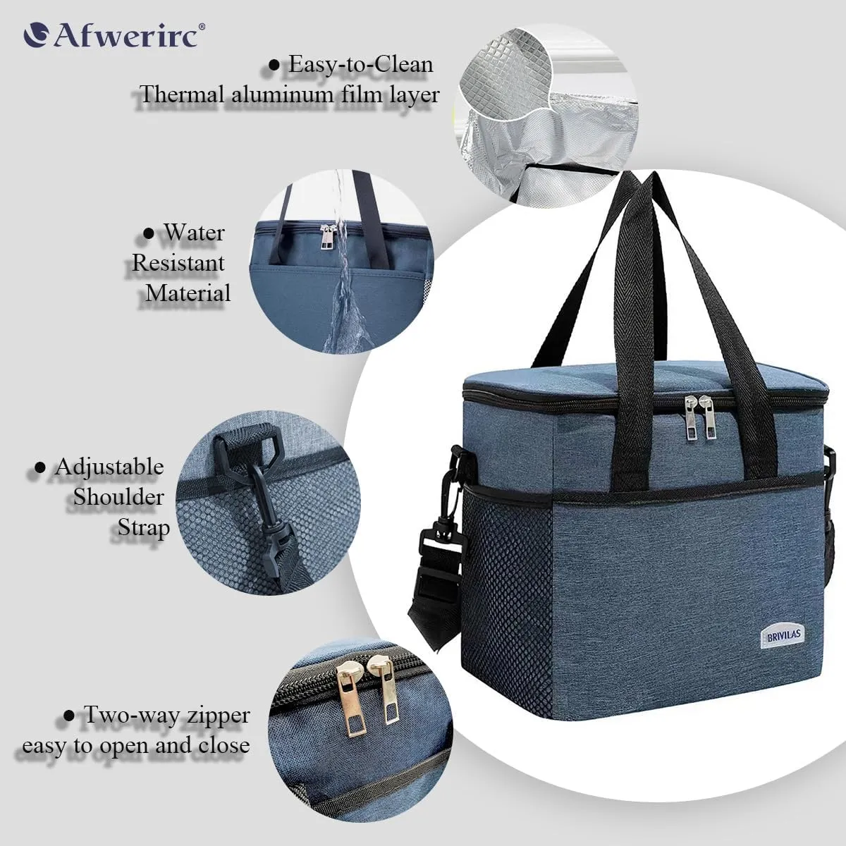Afwerirc Lunch Box for Women & Men, Insulated 8.8L Lunch Bag with Leak-Proof Interior, Small Cooler Bag for Work, Travel, or Gym, Black