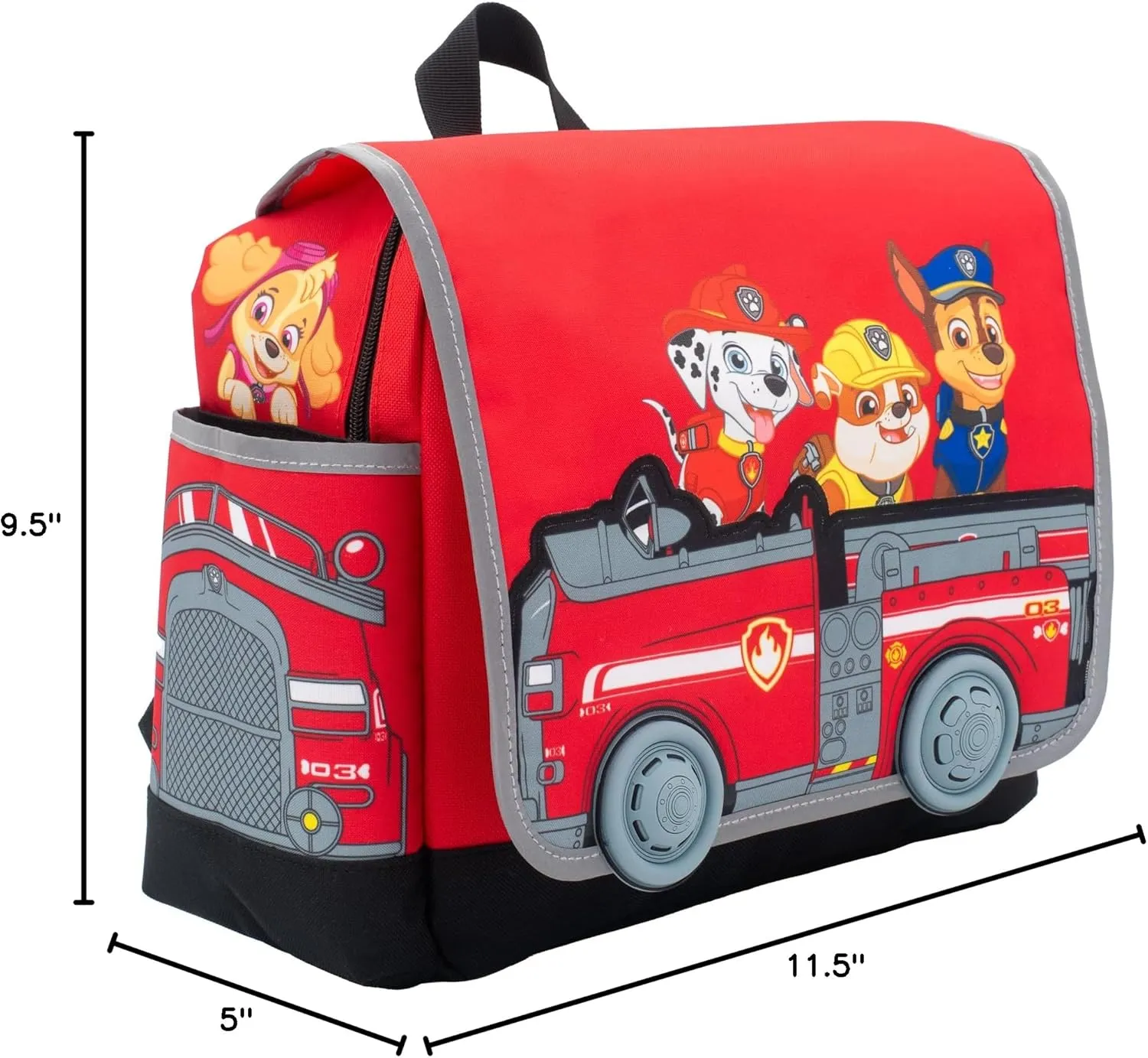 AI ACCESSORY INNOVATIONS Paw Patrol Backpack For Kids & Toddlers, School Bag for Boys and Girls, 3D Front Pocket Features Marshall, Chase, Skye, & Rubble, 11.5 Inches
