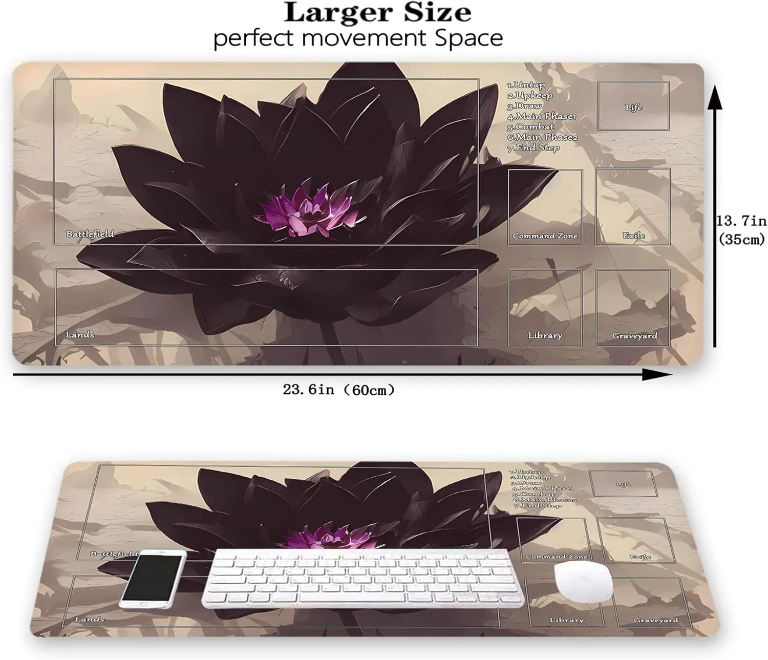 AI Painting TCG Playmat - MTG Trading Card Game Mat, 24x14 Inches Premium MTG Playmat - The Perfect Companion for Intense Card Battles - Fantasy Dark Vampire Lotus-094