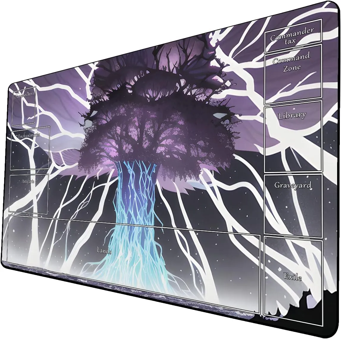 AI Painting TCG Playmat - MTG Trading Card Game Mat with Zone Layout, 24x14 Inches Premium MTG Play Mat - The Perfect Companion for Intense Card Battles - Fantasy Dark Skull Black Lotus 424A204