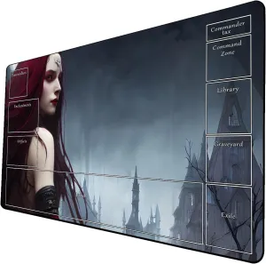 AI Painting TCG Playmat - MTG Trading Card Game Mat with Zone Layout, 24x14 Inches Premium MTG Play Mat - The Perfect Companion for Intense Card Battles - Fantasy Dark Skull Black Lotus 424A211