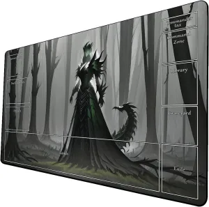 AI Painting TCG Playmat - MTG Trading Card Game Mat with Zone Layout, 24x14 Inches Premium MTG Play Mat - The Perfect Companion for Intense Card Battles - Fantasy Dark Skull Black Lotus 424A295
