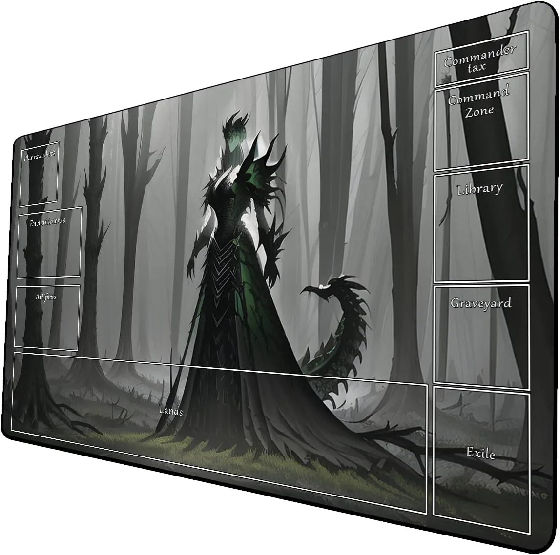 AI Painting TCG Playmat - MTG Trading Card Game Mat with Zone Layout, 24x14 Inches Premium MTG Play Mat - The Perfect Companion for Intense Card Battles - Fantasy Dark Skull Black Lotus 424A295
