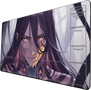 AI Painting TCG Playmat - MTG Trading Card Game Mat with Zone Layout, 24x14 Inches Premium MTG Play Mat - The Perfect Companion for Intense Card Battles - Fantasy Dark Skull Black Lotus 509A237