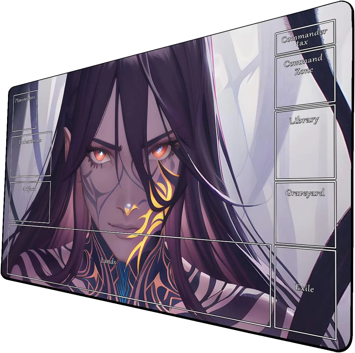 AI Painting TCG Playmat - MTG Trading Card Game Mat with Zone Layout, 24x14 Inches Premium MTG Play Mat - The Perfect Companion for Intense Card Battles - Fantasy Dark Skull Black Lotus 509A237