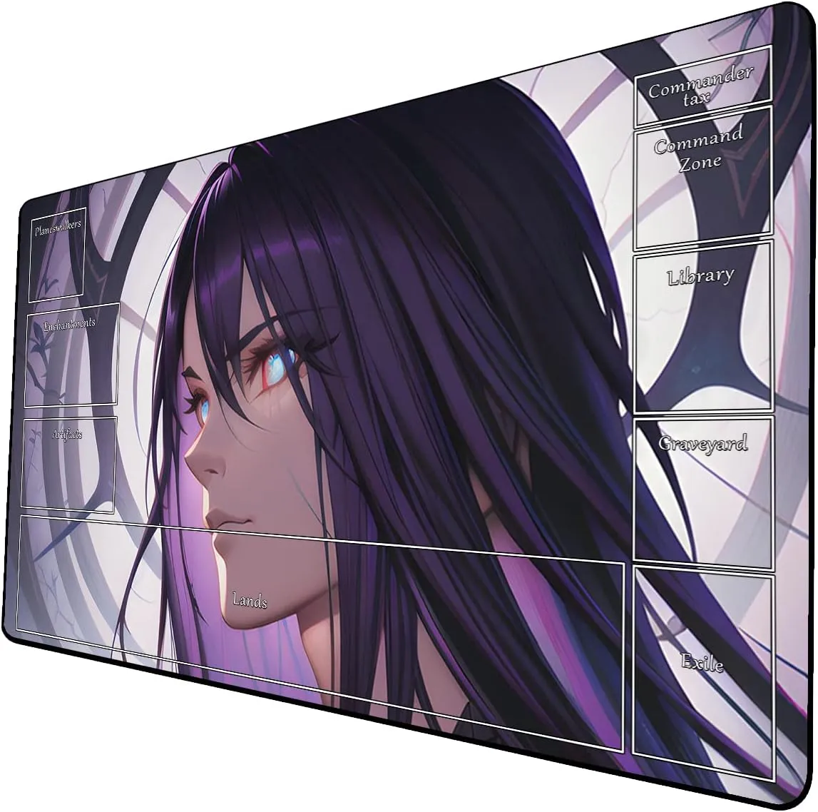 AI Painting TCG Playmat - MTG Trading Card Game Mat with Zone Layout, 24x14 Inches Premium MTG Play Mat - The Perfect Companion for Intense Card Battles - Fantasy Dark Skull Black Lotus 509A255