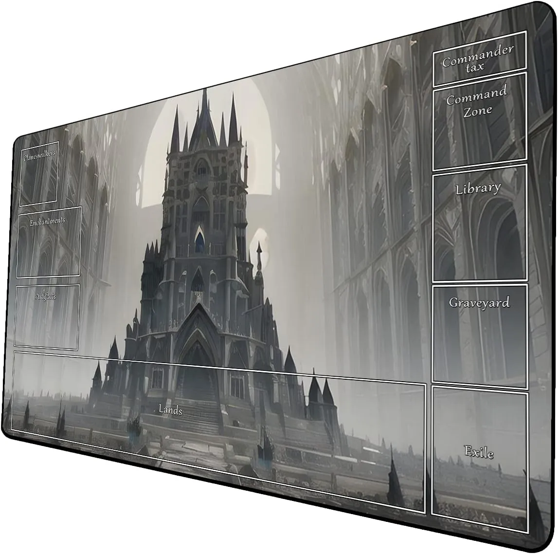 AI Painting TCG Playmat - MTG Trading Card Game Mat with Zone Layout, 24x14 Inches Premium MTG Play Mat - The Perfect Companion for Intense Card Battles - Fantasy Dark Skull Black Lotus 509A263