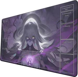 AI Painting TCG Playmat - MTG Trading Card Game Mat with Zone Layout, 24x14 Inches Premium MTG Play Mat - The Perfect Companion for Intense Card Battles - Fantasy Dark Skull Black Lotus 519A131