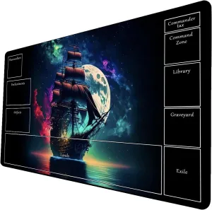 AI Painting TCG Playmat - MTG Trading Card Game Mat with Zone Layout, 24x14 Inches Premium MTG Play Mat - The Perfect Companion for Intense Card Battles - Fantasy Dark Skull Black Lotus 519A266
