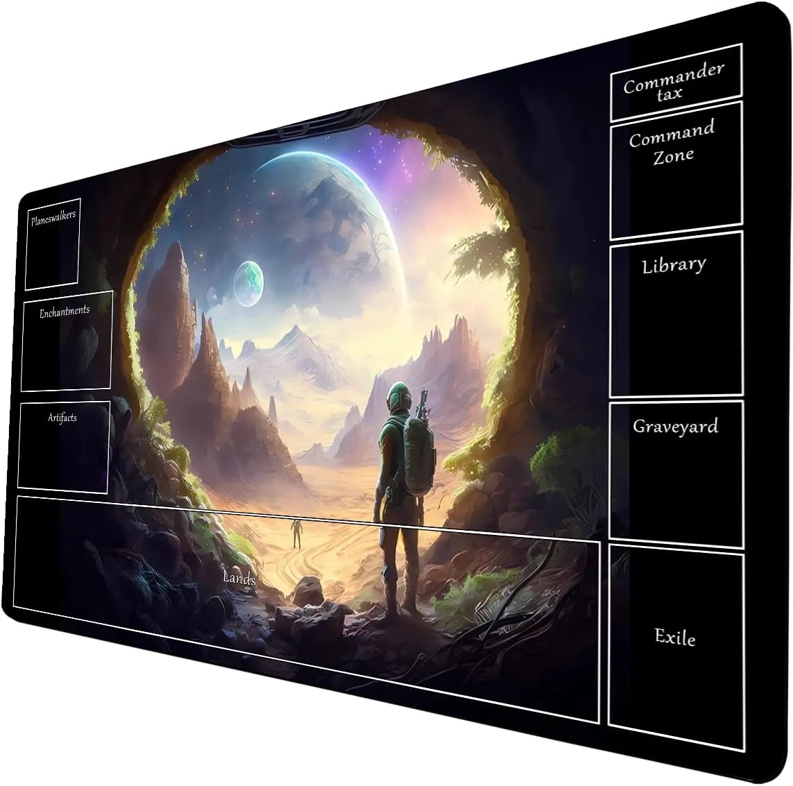 AI Painting TCG Playmat - MTG Trading Card Game Mat with Zone Layout, 24x14 Inches Premium MTG Play Mat - The Perfect Companion for Intense Card Battles - Fantasy Dark Skull Black Lotus A02
