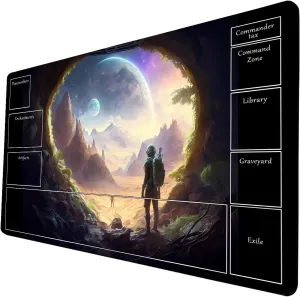 AI Painting TCG Playmat - MTG Trading Card Game Mat with Zone Layout, 24x14 Inches Premium MTG Play Mat - The Perfect Companion for Intense Card Battles - Fantasy Dark Skull Black Lotus A02