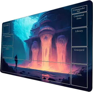 AI Painting TCG Playmat - MTG Trading Card Game Mat with Zone Layout, 24x14 Inches Premium MTG Play Mat - The Perfect Companion for Intense Card Battles - Fantasy Dark Skull Black Lotus A03