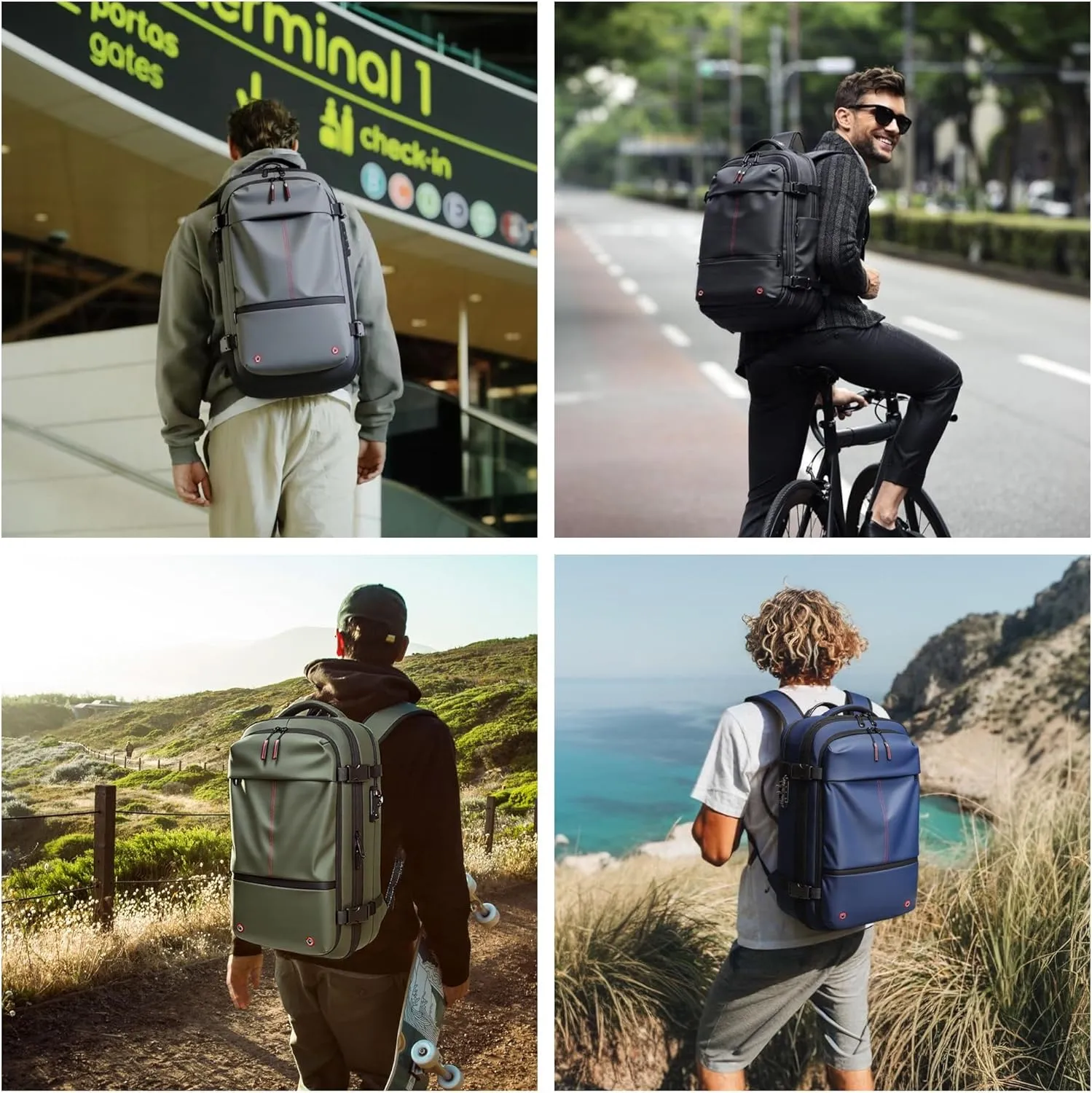 Airback Vacuum Seal Compression Vacpack Backpack with Pump, 17”Laptop Vacuum Backpack Travel with TSA Lock