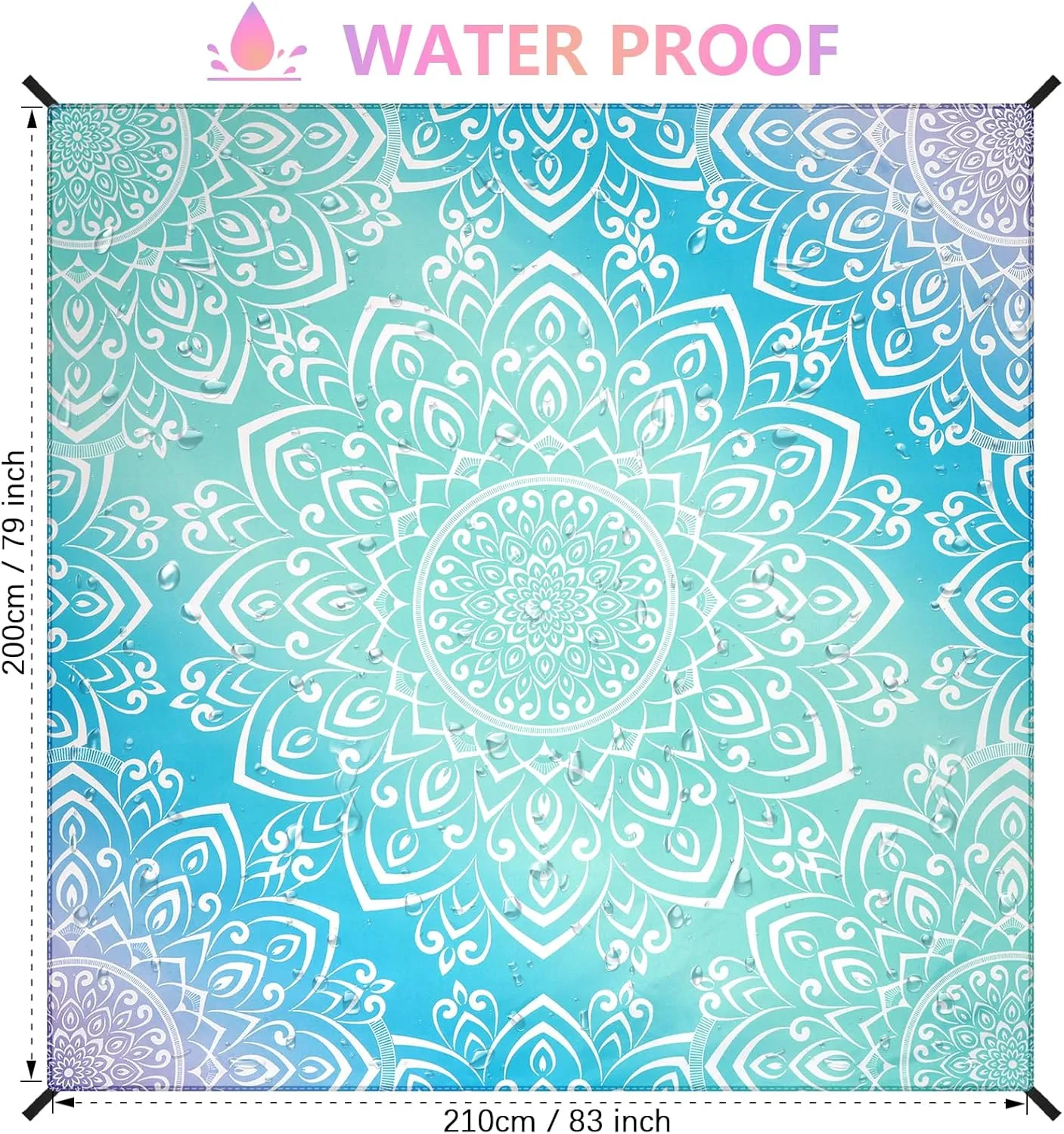 AISPARKY Beach Blanket Waterproof Sandproof Quick Drying Beach Mat Extra Large Outdoor Picnic Blanket for Travel Camping Hiking (MTL-JB-Blue, 79" X 83")