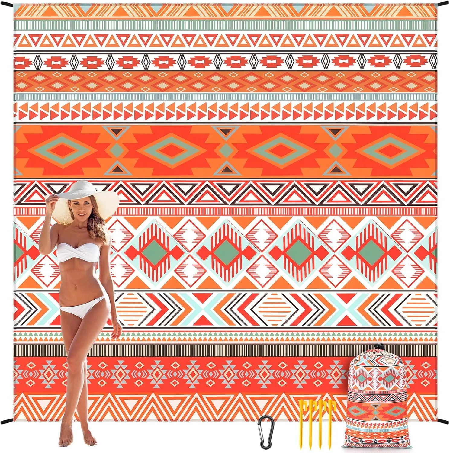 AISPARKY Beach Blanket Waterproof Sandproof Quick Drying Beach Mat Extra Large Outdoor Picnic Blanket for Travel Camping Hiking