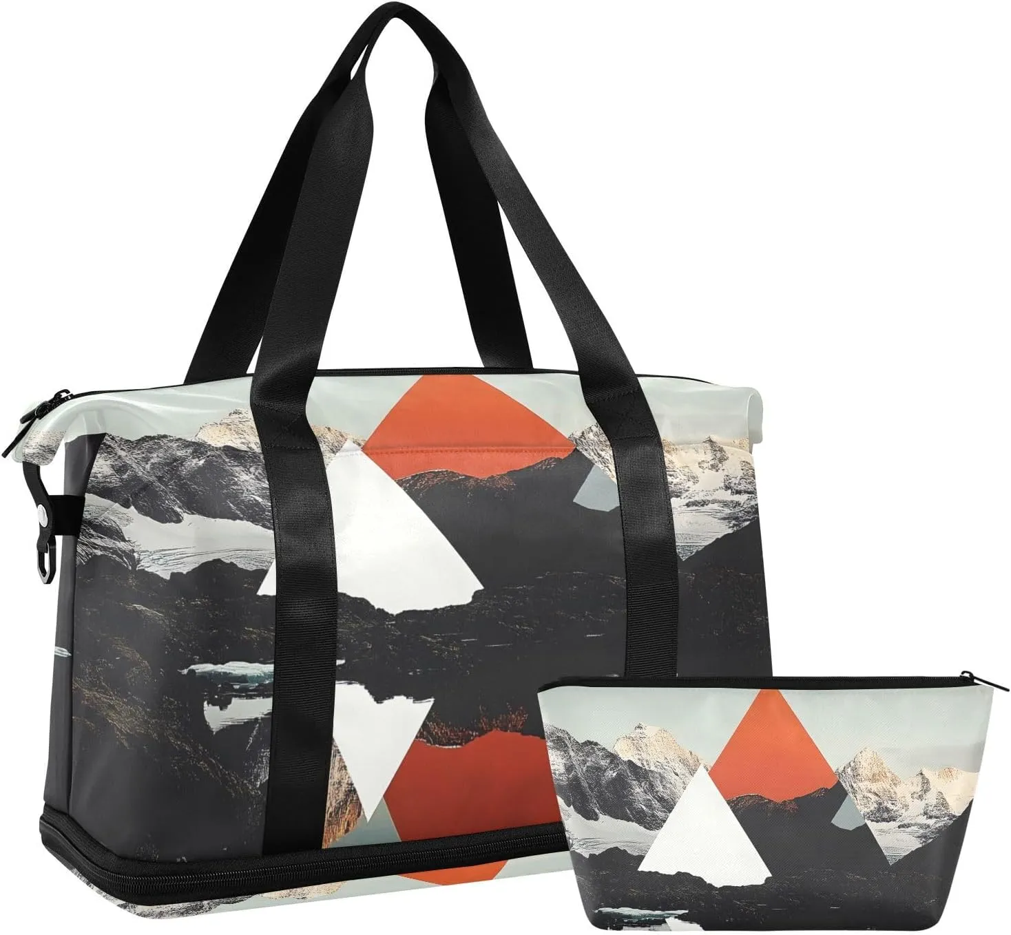 AIXIWAWA Art Landscape Duffel Bags Set with Shoes Compartment Trolley Sleeve Removeable Strap for Workout Travel Gym