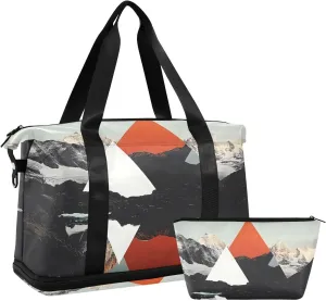 AIXIWAWA Art Landscape Duffel Bags Set with Shoes Compartment Trolley Sleeve Removeable Strap for Workout Travel Gym